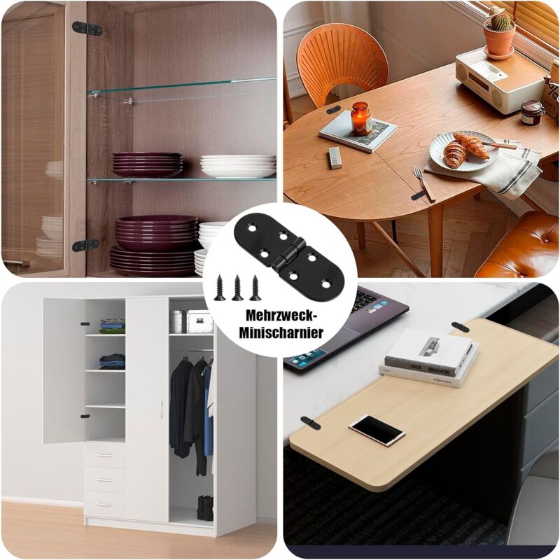 4 pcs Stainless Steel Folding Table Hinges - 180 Degree ROund Screw-In Hinges - Folding Table Hinges - Table Hinges - - Image 4
