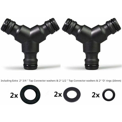 Plastic Snap On Hose Splitter (3 Way) Y Male Garden Hose Connector Y-Connector 2 Pack - Image 2