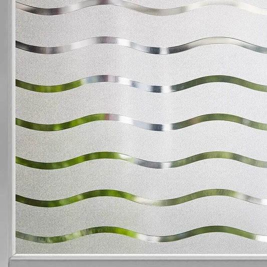 Privacy Window Film Frosted Self-Adhesive Window Sticker No Glue Static Cling Glass Film Opaque Uv Protection Wave