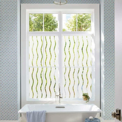 Privacy Window Film Frosted Self-Adhesive Window Sticker No Glue Static Cling Glass Film Opaque Uv Protection Wave - Image 2
