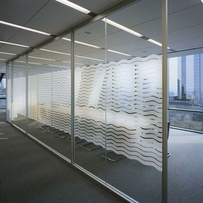 Privacy Window Film Frosted Self-Adhesive Window Sticker No Glue Static Cling Glass Film Opaque Uv Protection Wave - Image 3