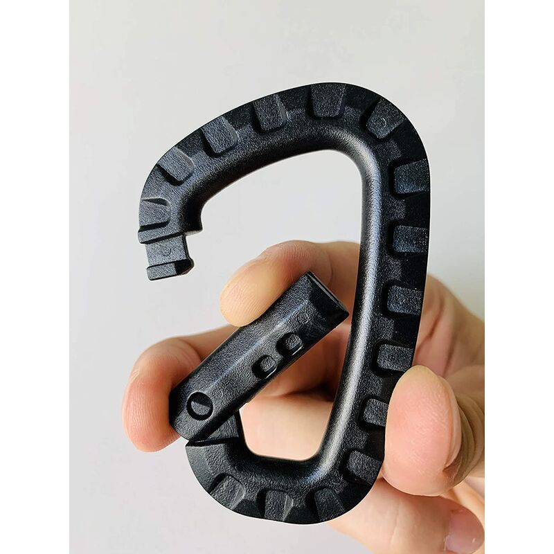 5 Pack Plastic Carabiners - Black - D-Shaped - Image 3