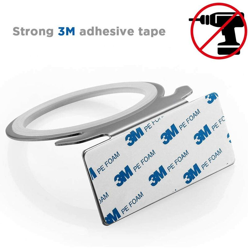 Hair Dryer Holder With Traceless Adhesive, Stainless Steel - Image 2