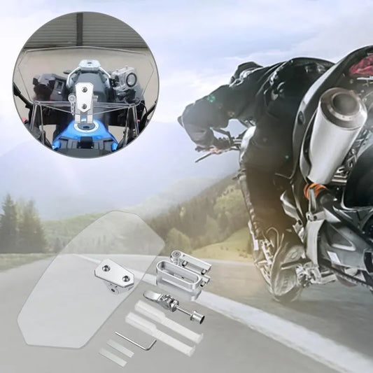Motorcycle Windshield Adjustable Clip On Windscreen Extension Spoiler Wind Deflector For Motorcycle-Transparent - Image 4