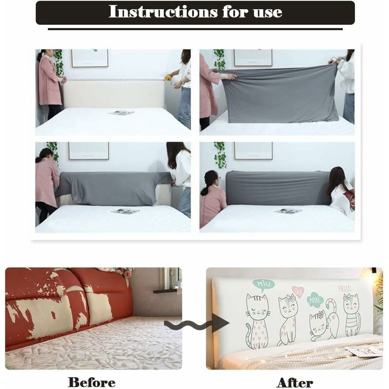 Headboard Covers, Stretch Printing Dustproof Bed Headboard Cover Dustproof Protector For Headboard, Modern Bedroom - Image 4