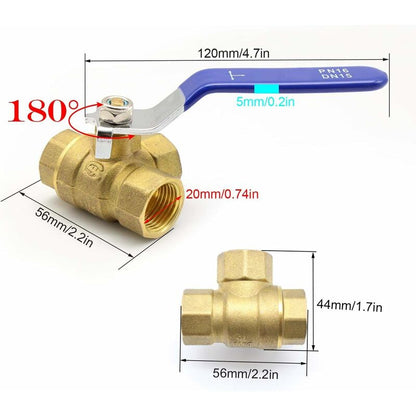 3-Way Valve, 1/2" Brass Ball Valve, With Stainless Steel Handle For Swimming Pool As Faucet Or Distributor (Dn15) - Image 2