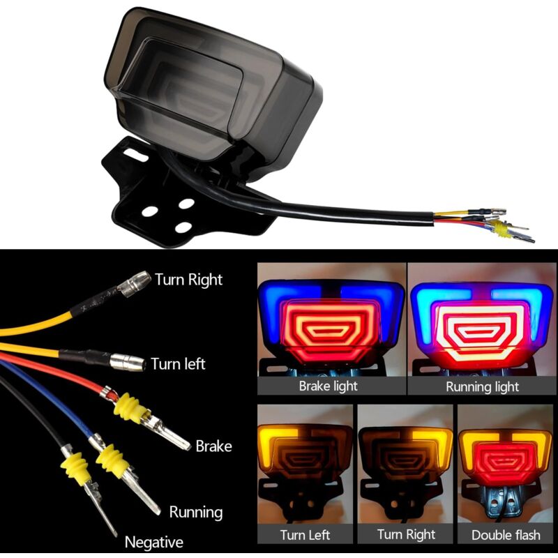 LED Motorcycle Tail Light Integrated Turn Signal,LED Brake Light,Driving Light With Waterproof License Plate Holder For - Image 2