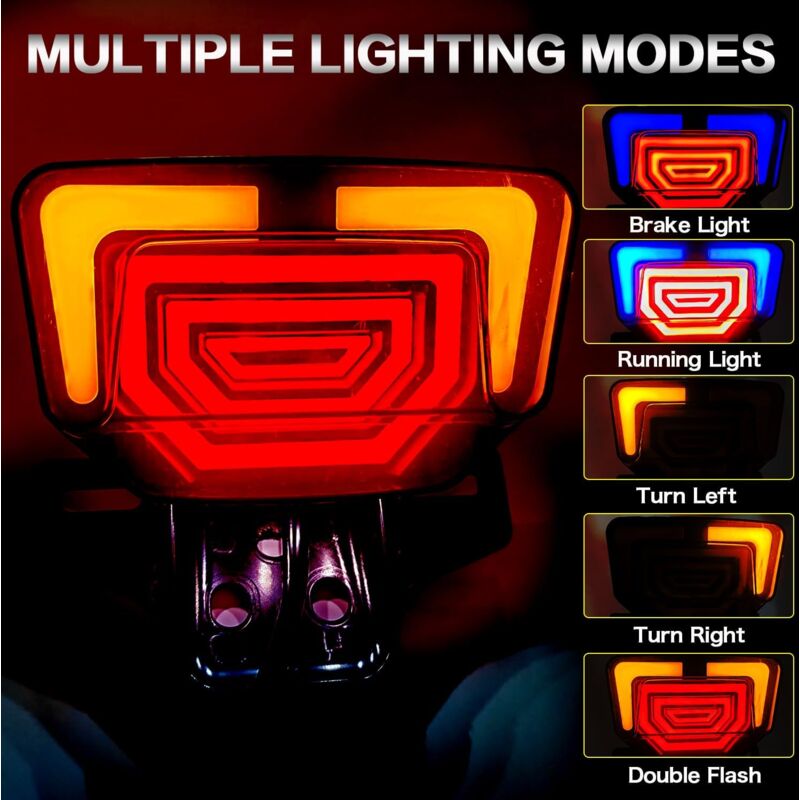 LED Motorcycle Tail Light Integrated Turn Signal,LED Brake Light,Driving Light With Waterproof License Plate Holder For - Image 4