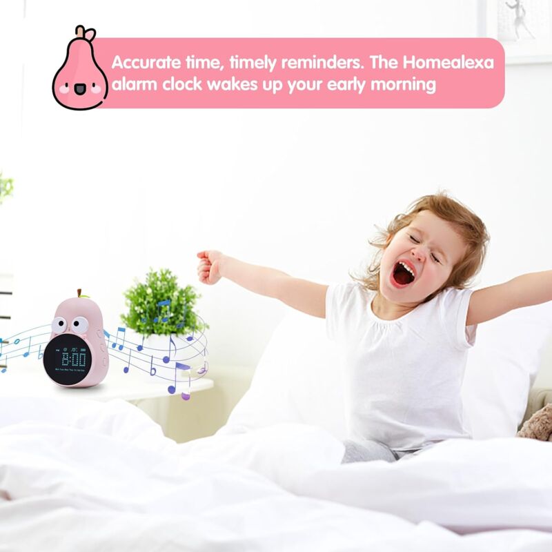 Kids Alarm Clock Light Cute Bulb Creative Bedside Lamp Night Light Programmable Snooze Wake Up Alarm Clock For Girls - Image 2