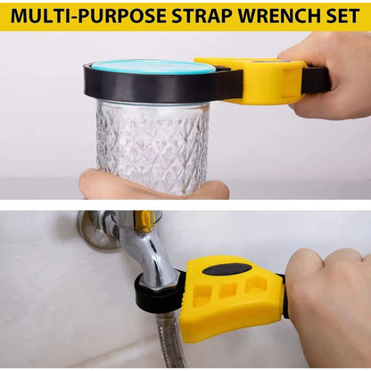 Rubber Strap Wrench Set, Upgrade 2 Pieces Adjustable Oil Filter Wrench Reinforced Belt Jar Opener For Weak Hands Pipe - Image 3