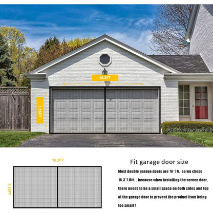 8Ftx7Ft Magnetic Garage Door Screen For 1 Car Garage Doors, Reinforced Fiberglass Garage Screen, Hands Free，Magnetic - Image 2
