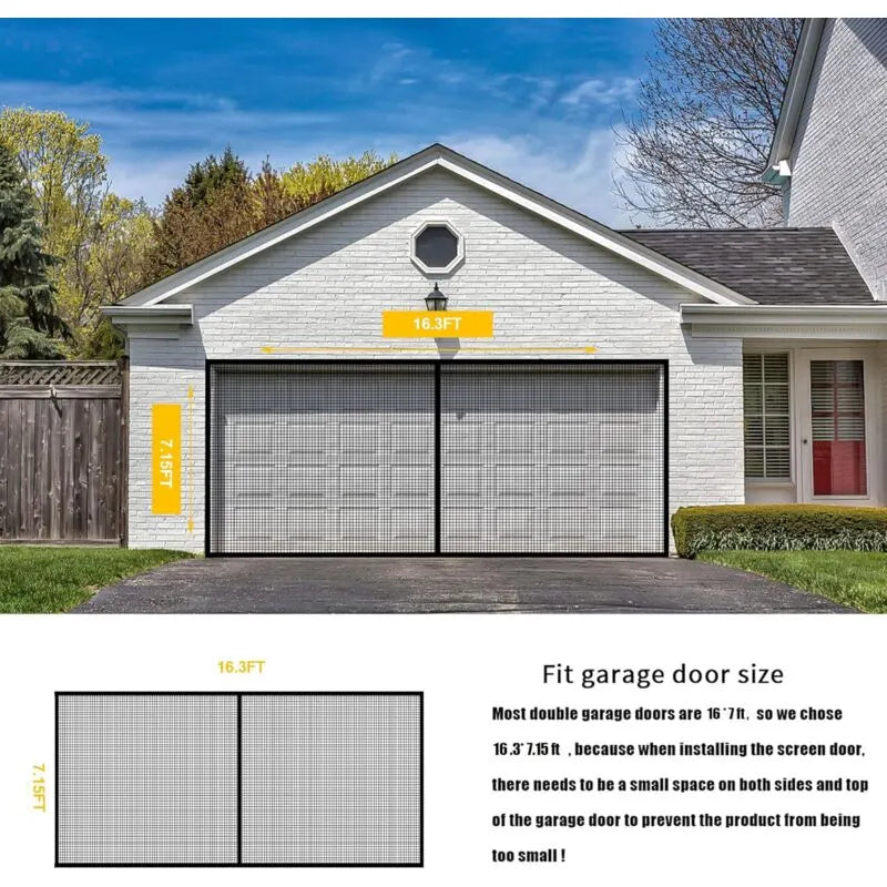 8Ftx7Ft Magnetic Garage Door Screen For 1 Car Garage Doors, Reinforced Fiberglass Garage Screen, Hands Free，Magnetic - Image 2