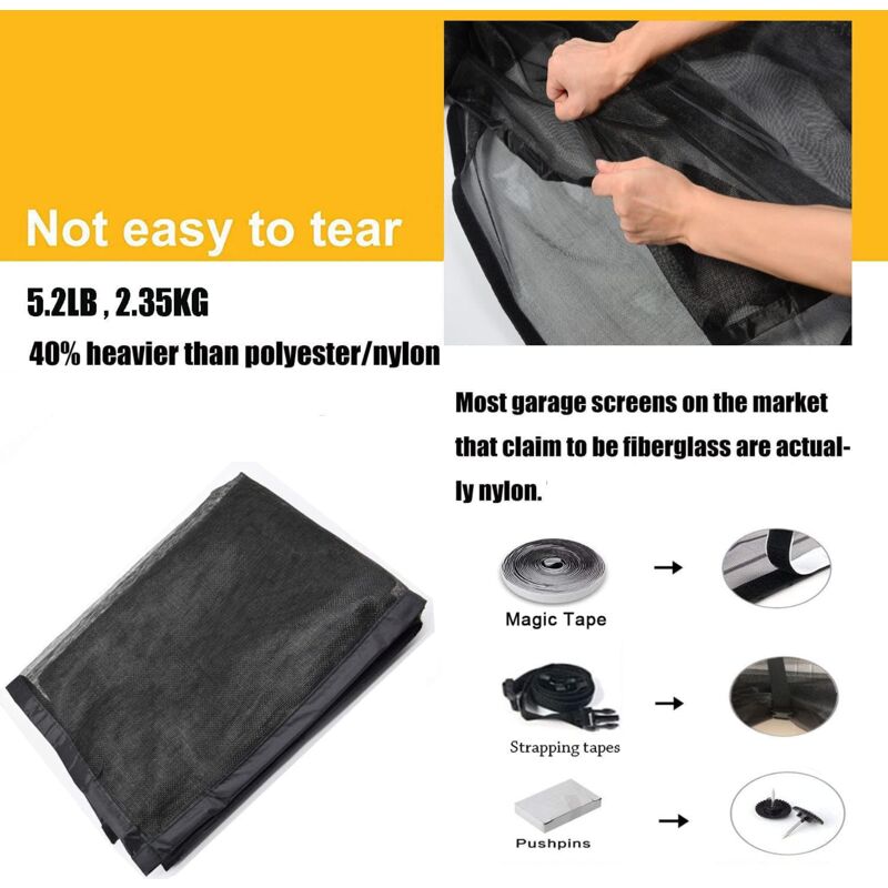 8Ftx7Ft Magnetic Garage Door Screen For 1 Car Garage Doors, Reinforced Fiberglass Garage Screen, Hands Free，Magnetic - Image 4