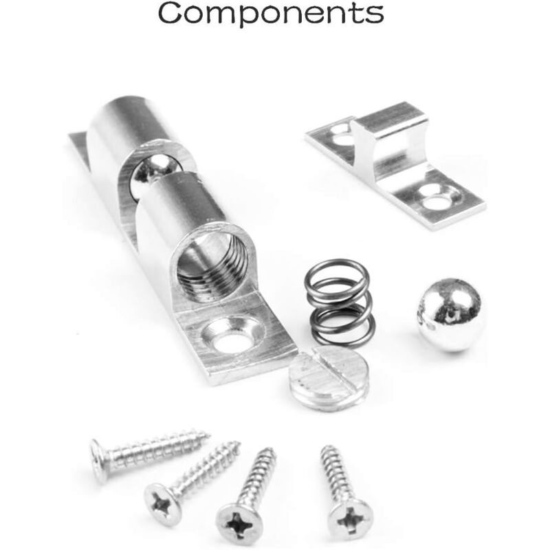 Door Catches 4 Pieces, Metal Ball ROller, Stainless Steel Cabinet Door Catch-Silver - Image 3