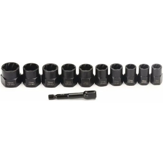 11 pcs 9.5Mm Impact Bolt Extractor Tool Set With Toolbox - Image 3