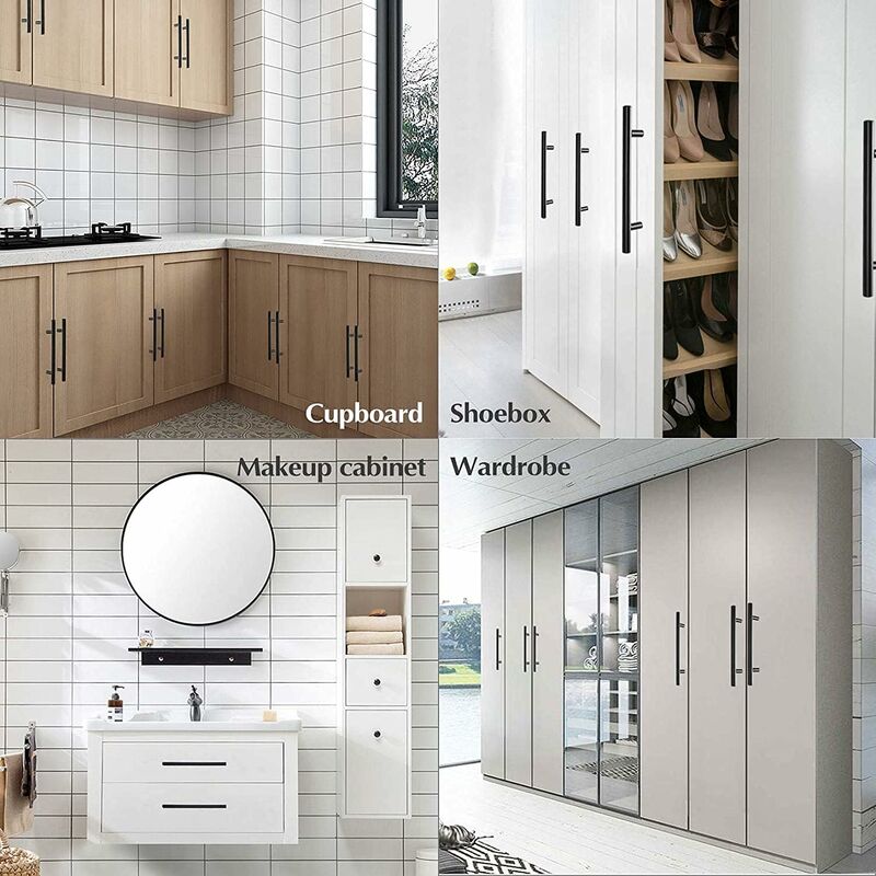 20 pcs Black Furniture Handle Black Kitchen Cabinet Handle T Handles Black Drawer Cupboard Handles - Image 3