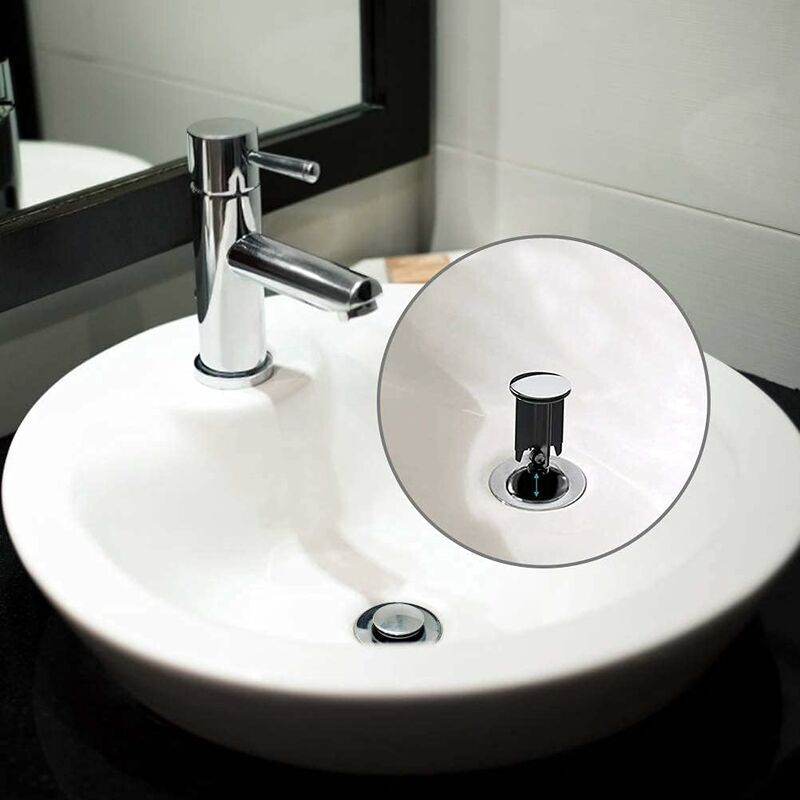 Ersandy Sink Plug ⌀ 40Mm Height Adjustable For Bathroom, Universal Aluminum Alloy Sink Plug - Black - Image 3
