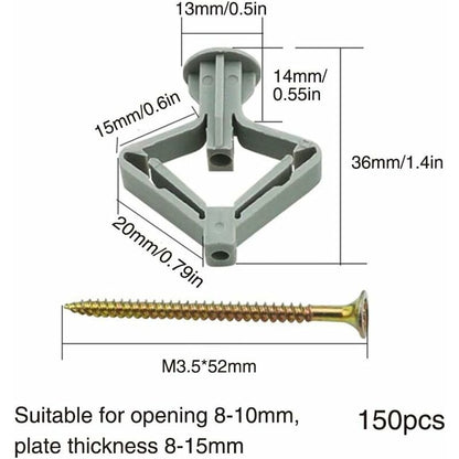 150 Pieces Plasterboard Anchors, Plasterboard Anchors With Screws, Plasterboard Wall Fixings, Hollow Wall Fixings, For - Image 2