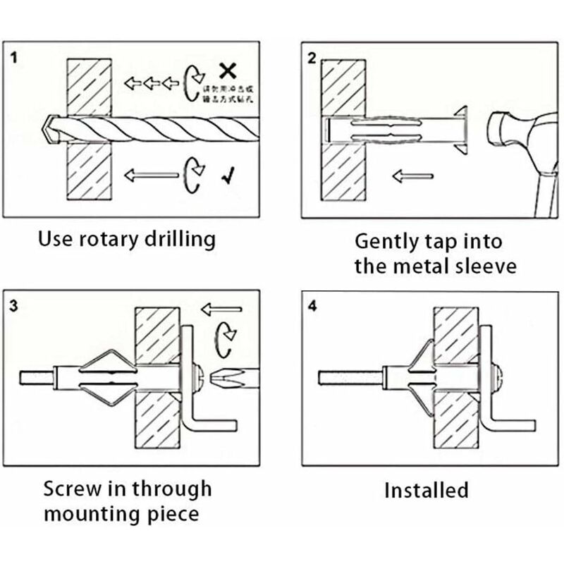 150 Pieces Plasterboard Anchors, Plasterboard Anchors With Screws, Plasterboard Wall Fixings, Hollow Wall Fixings, For - Image 4