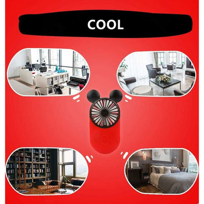 Cute Mini Personal Fan, 3 Adjustable Speeds, Portable Stand, For Indoor Outdoor Activities, 3 Pack Cute Mouse Fan (Red - Image 2