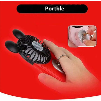 Cute Mini Personal Fan, 3 Adjustable Speeds, Portable Stand, For Indoor Outdoor Activities, 3 Pack Cute Mouse Fan (Red - Image 3