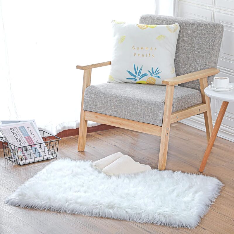 Faux Sheepskin Imitation Fleece Lambskin Rug Fluffy Soft Longhair Decorative Chair Cushion Sofa Mat (White, 50X150Cm) - Image 3