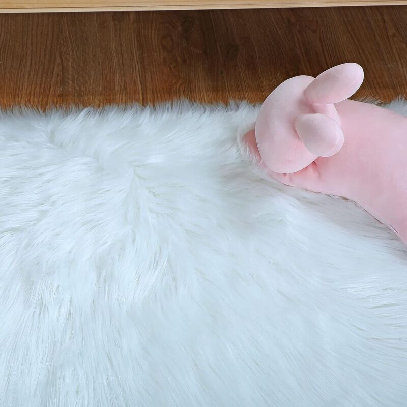 Faux Sheepskin Imitation Fleece Lambskin Rug Fluffy Soft Longhair Decorative Chair Cushion Sofa Mat (White, 50X150Cm) - Image 4