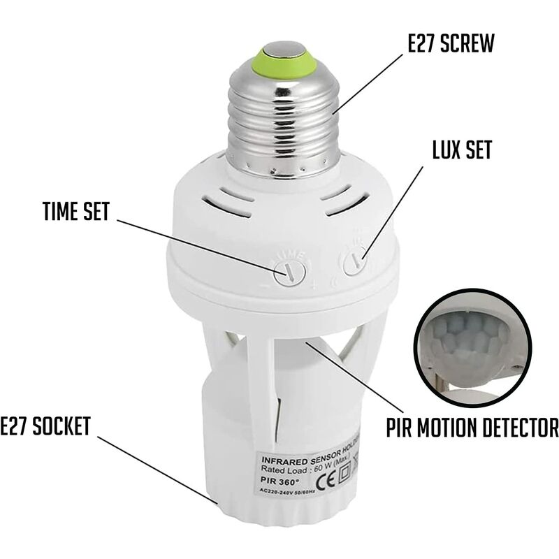 Pir Motion Sensor Light Bulbs With E27 Base For Indoor Use With Time And Light Setting - Image 2