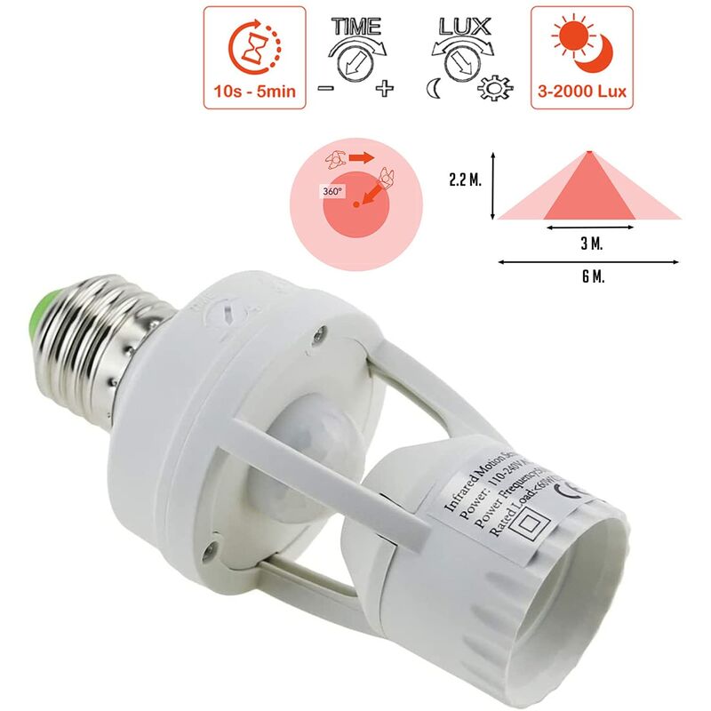 Pir Motion Sensor Light Bulbs With E27 Base For Indoor Use With Time And Light Setting - Image 4