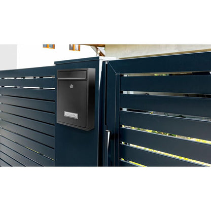 Galvanized Steel Mailbox With Key And Name Plate (Black) - Image 3