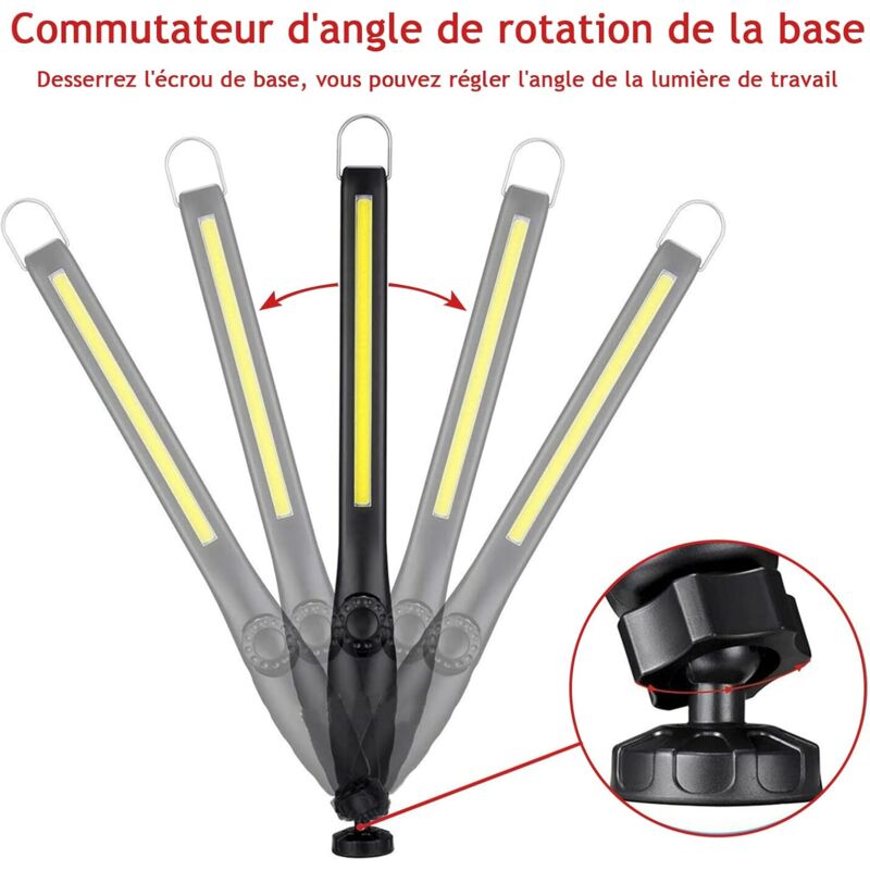2 pcs Magnetic LED Work Light Super Bright Rechargeable Flashlight For Garage, Camping, Hiking, Car Repair, Emergency - Image 3
