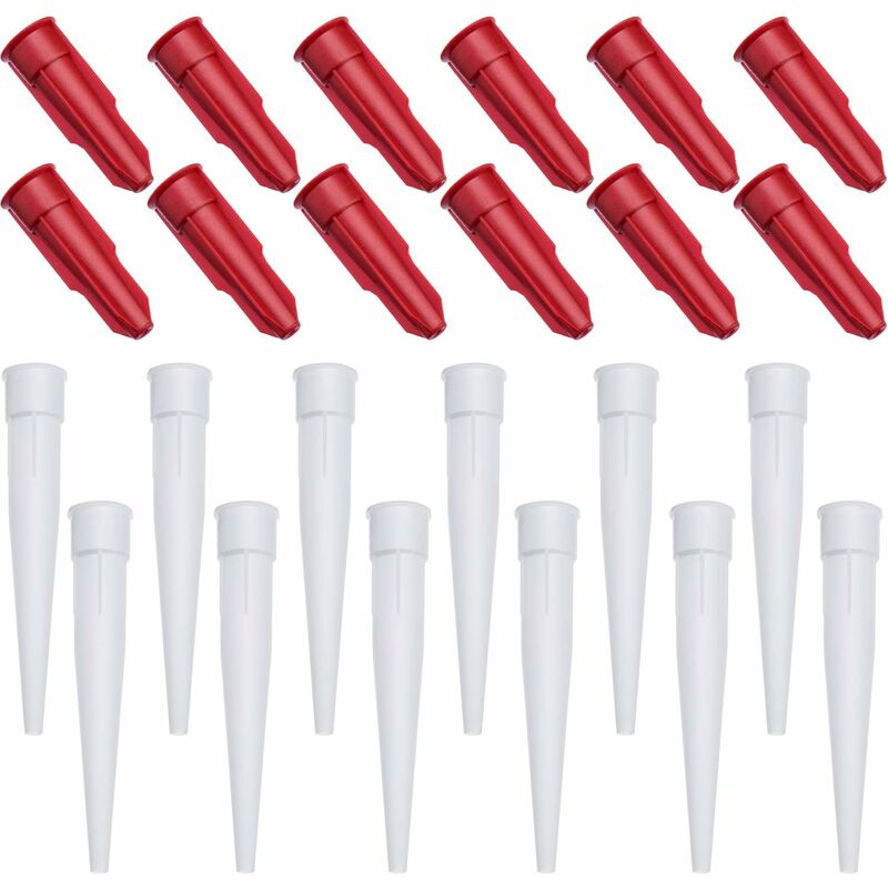 24 Pack Caulk Nozzle Caps, Includes 12 Pack White Caulk Nozzles And 12 Pack Red Caulk Nozzle Caps, Plastic - Image 2