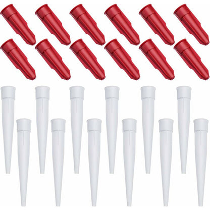 24 Pack Caulk Nozzle Caps, Includes 12 Pack White Caulk Nozzles And 12 Pack Red Caulk Nozzle Caps, Plastic - Image 2