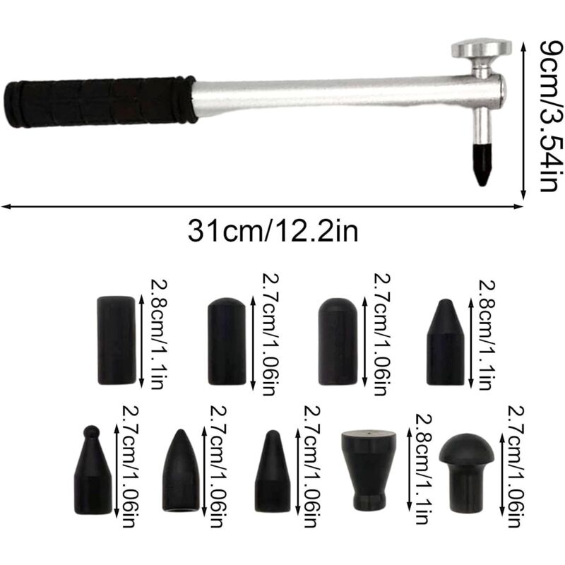 Car Dent Repair Tool, Strong Hammer Tap Down With 9 Heads, Portable Hand Tools Dent Repair Kit Dent Puller Kit For Car - Image 4