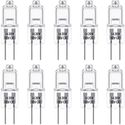 G4 Halogen Bulbs, 12V 20W Halogen Pin Base Lamp, Warm White 3000K, 350Lm, Dimmable, G4 Low Voltage Halogen Lamp, Clear