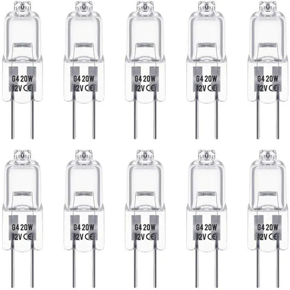 G4 Halogen Bulbs, 12V 20W Halogen Pin Base Lamp, Warm White 3000K, 350Lm, Dimmable, G4 Low Voltage Halogen Lamp, Clear