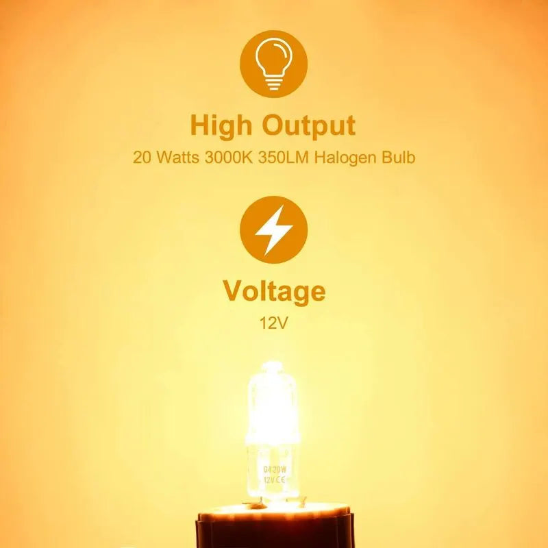 G4 Halogen Bulbs, 12V 20W Halogen Pin Base Lamp, Warm White 3000K, 350Lm, Dimmable, G4 Low Voltage Halogen Lamp, Clear - Image 3