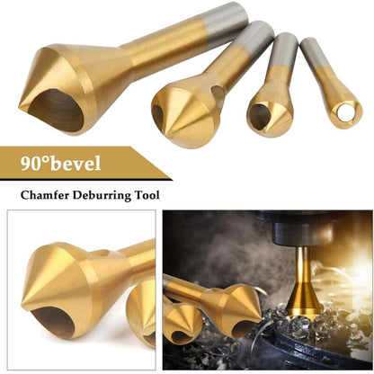 4 pcs Deburring Countersink Bit 90°Hss Titanium Coated Countersink Drill Bit Metal Chamfering Screw Tool Suitable For - Image 3