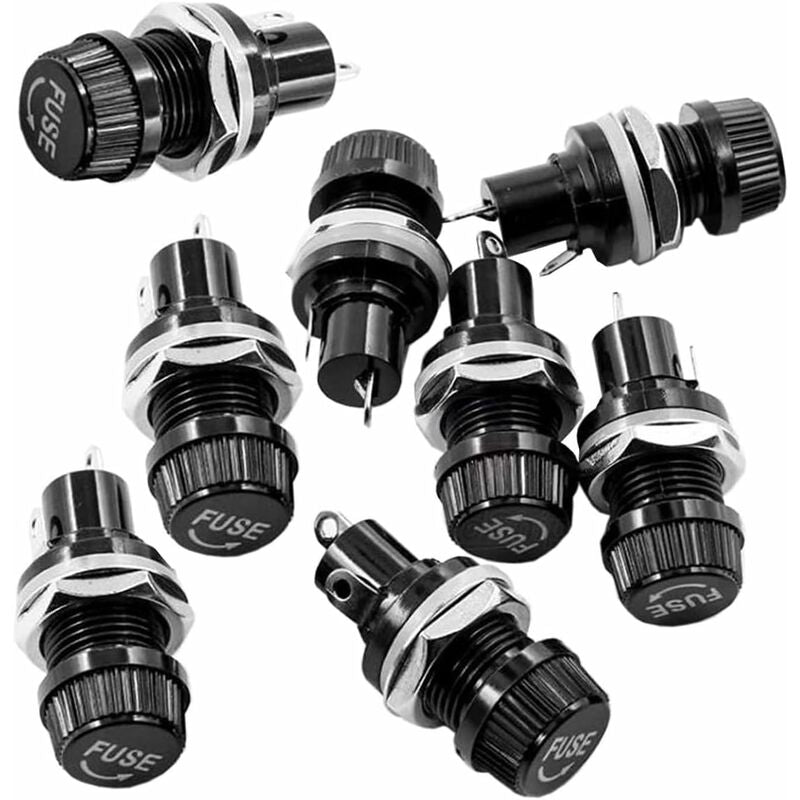 10 pcs 5 X 20Mm Fuse Holder Ac 10A 250V Black Screw Cap Fuse Holder, Panel Mount Screw Cap Fuse Holder - Image 3