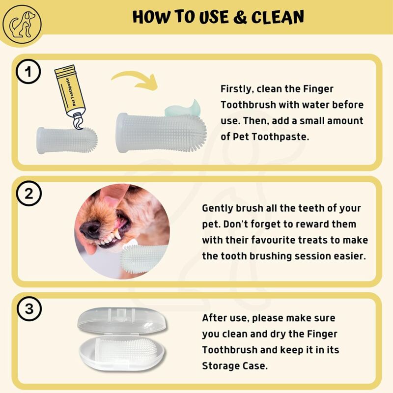 Dog Toothbrush 2 Pack Toothbrush And Storage Case Non-Toxic Silicone Teeth Cleaning Breath Dental Care Plaque Off - Image 4