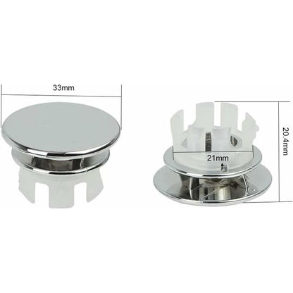 6 pcs Chrome Bathroom Sink Overflow Plug Toilet Overflow Drain Hole ROund Part - Image 2