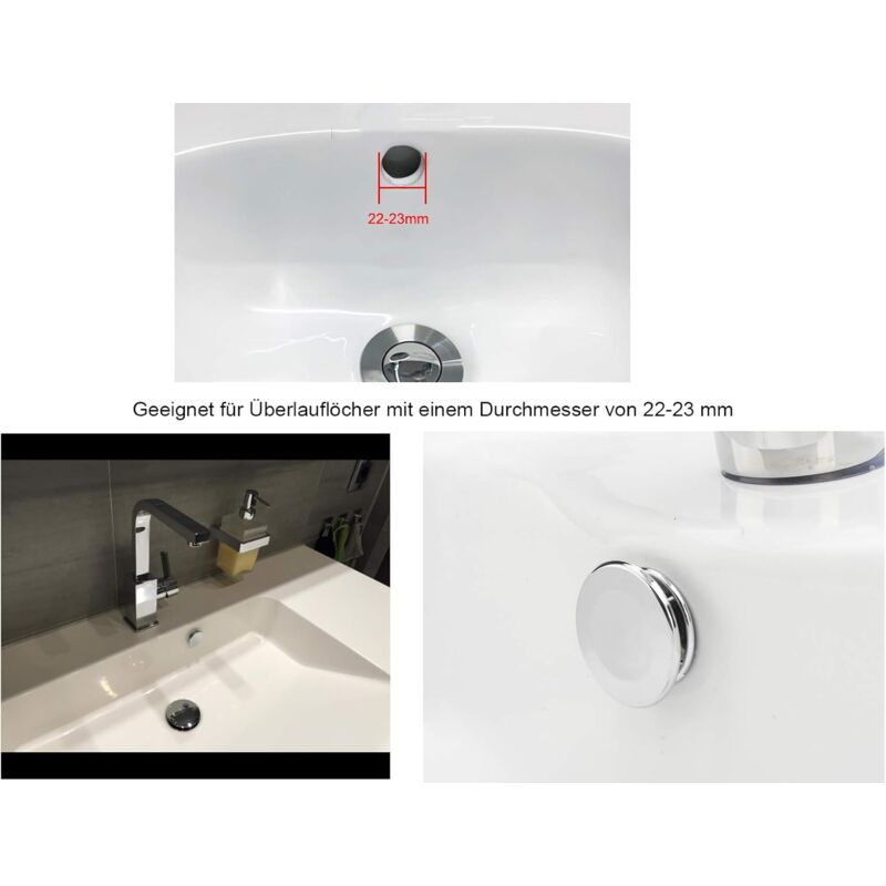 6 pcs Chrome Bathroom Sink Overflow Plug Toilet Overflow Drain Hole ROund Part - Image 3