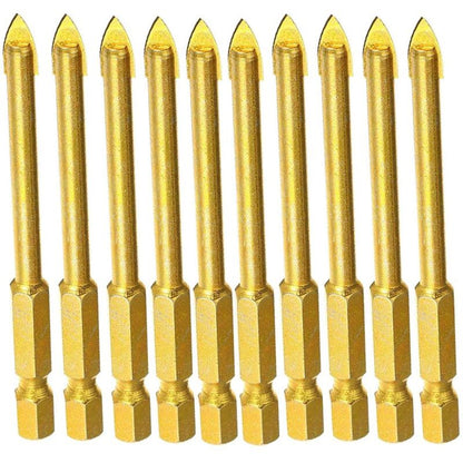 10 pcs 6Mm Tungsten Carbide Drill Bit Set With Flat Hex Shank For Mirror Porcelain Marble