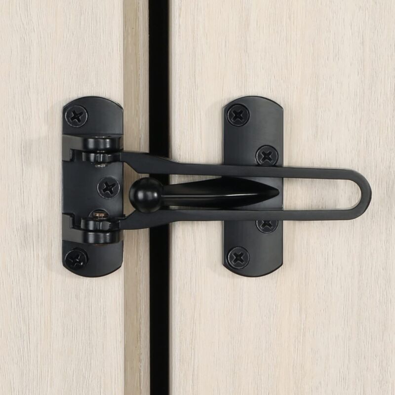 Secondary Door Lock, Security Door Chains, Sliding Door Lock, Stainless Steel Swing Bar, Security Door Lock, Matte Black - Image 2