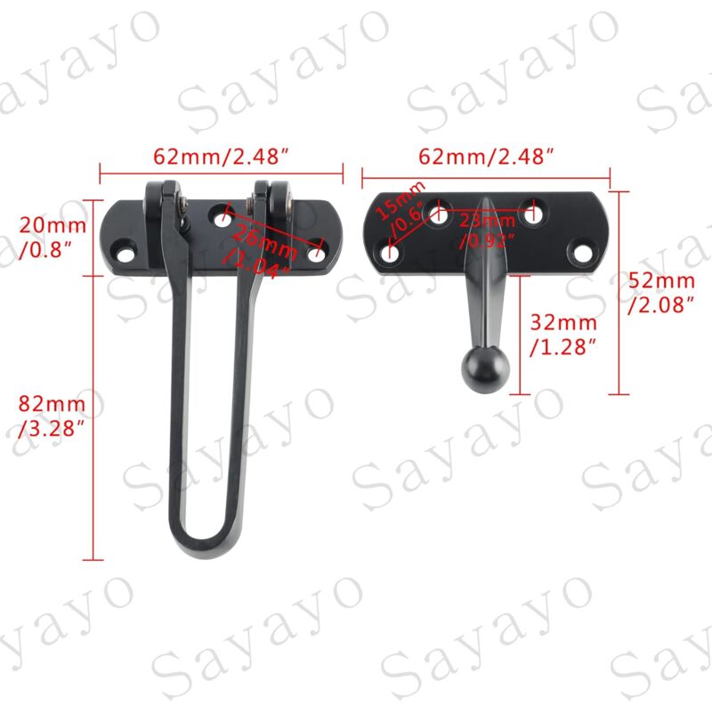 Secondary Door Lock, Security Door Chains, Sliding Door Lock, Stainless Steel Swing Bar, Security Door Lock, Matte Black - Image 4