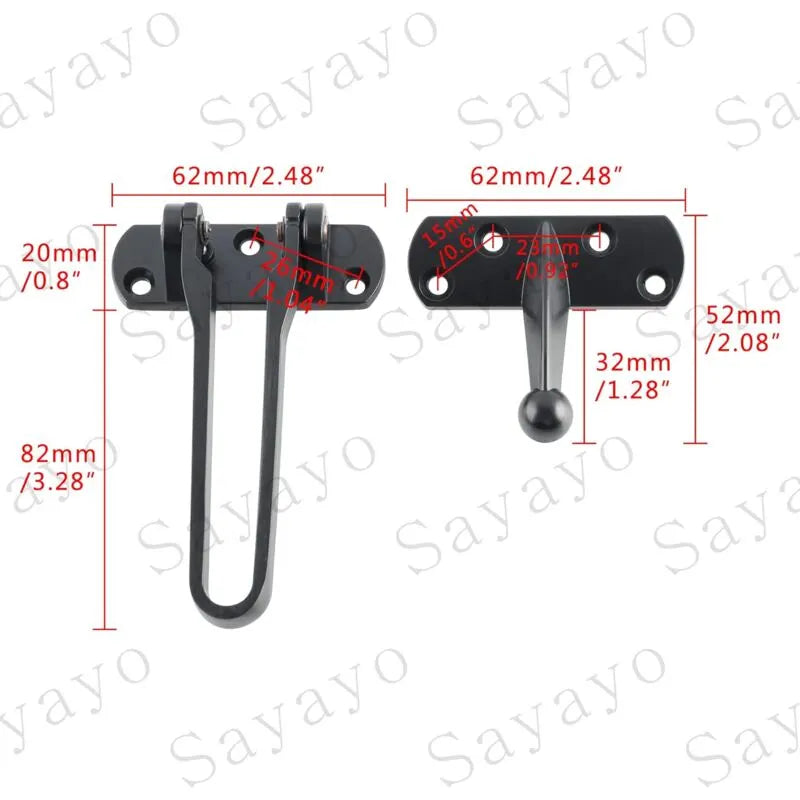 Secondary Door Lock, Security Door Chains, Sliding Door Lock, Stainless Steel Swing Bar, Security Door Lock, Matte Black - Image 4