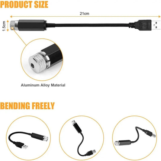 Atmosphere Light, Usb Car ROof Lamp Starry Sky Atmosphere LED Projector Red Night Light Adjustable Multiple Modes, - Image 2