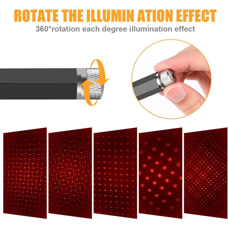 Atmosphere Light, Usb Car ROof Lamp Starry Sky Atmosphere LED Projector Red Night Light Adjustable Multiple Modes, - Image 3