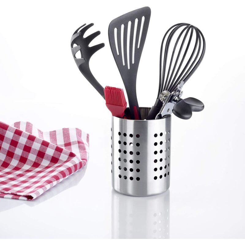 Cutlery Drainer/Utensil Holder, ROund, Diameter: 10 Cm, Height: 13 Cm, Stainless Steel, Silver - Image 4