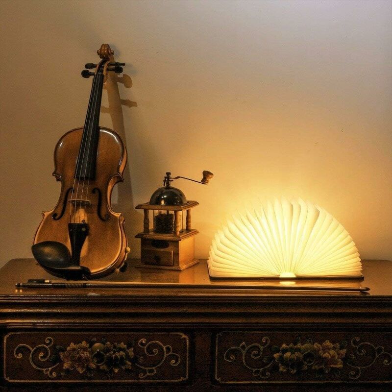 LED Wooden Book Lamp, Christmas Gift Idea Book Lamp Folding And Magnetic, Usb Rechargeable LED Paper Lamp, Decorative - Image 2